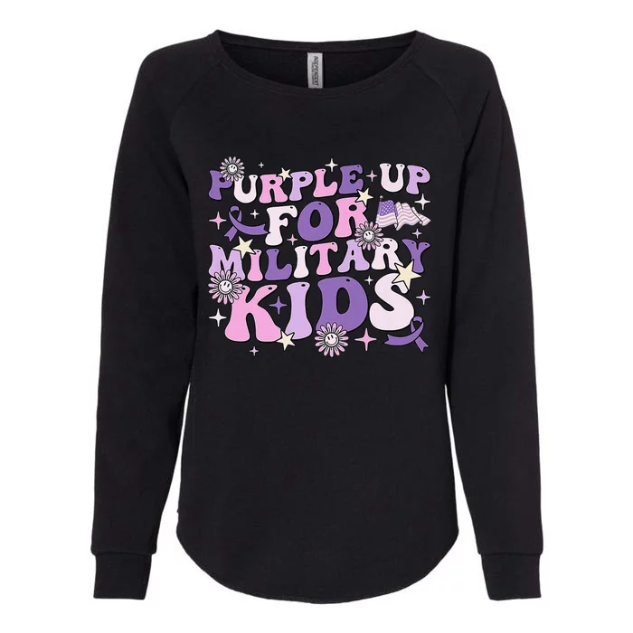 Purple Up For Military Child Cute Groovy Military Child Month Womens California Wash Sweatshirt