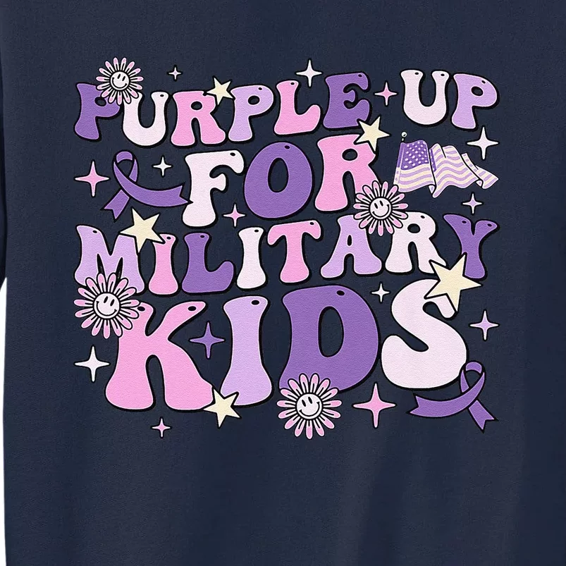 Purple Up For Military Child Cute Groovy Military Child Month Tall Sweatshirt