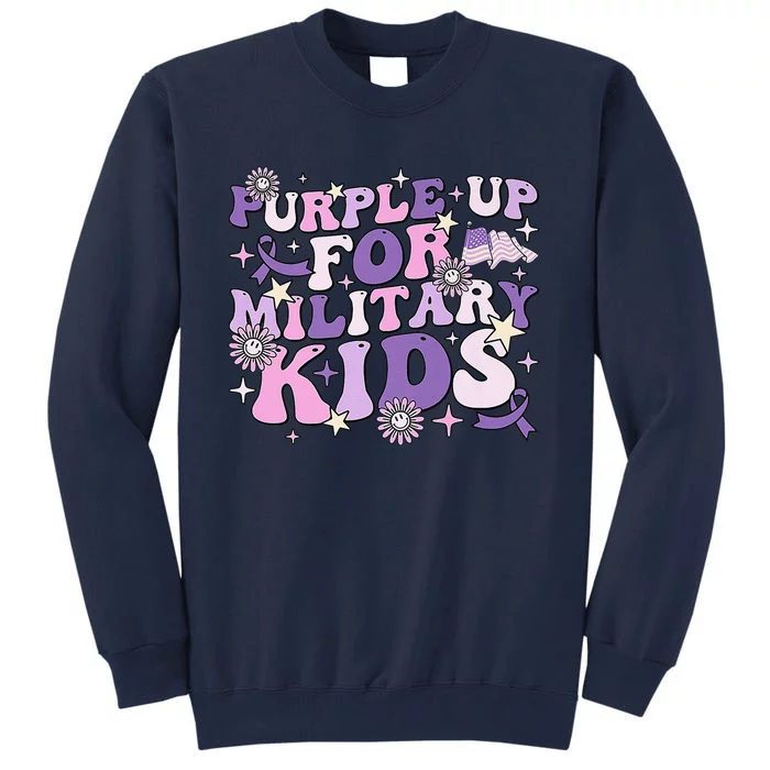 Purple Up For Military Child Cute Groovy Military Child Month Tall Sweatshirt