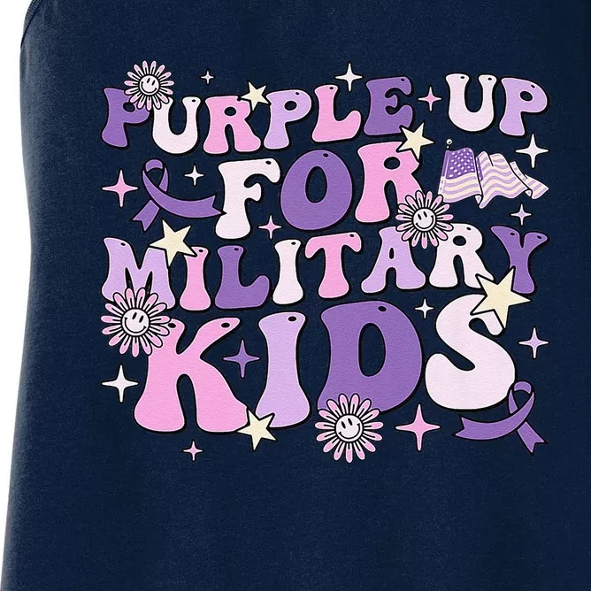 Purple Up For Military Child Cute Groovy Military Child Month Women's Racerback Tank