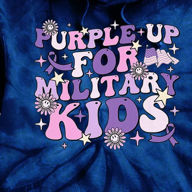 Purple Up For Military Child Cute Groovy Military Child Month Tie Dye Hoodie