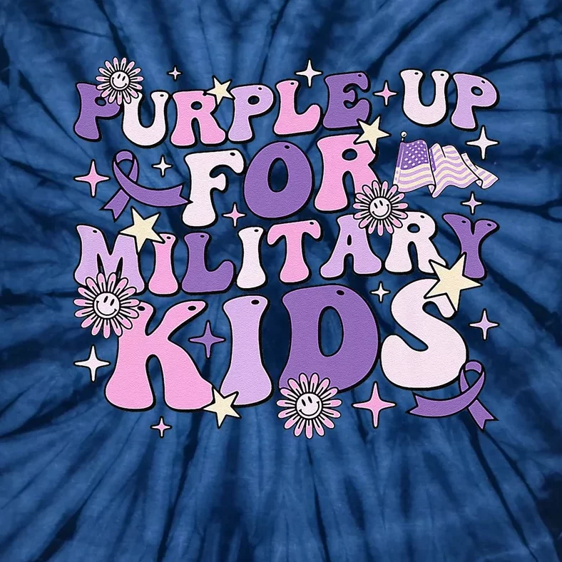 Purple Up For Military Child Cute Groovy Military Child Month Tie-Dye T-Shirt