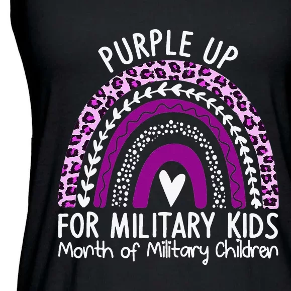 Purple Up For Military Rainbow Military Child Month Ladies Essential Flowy Tank