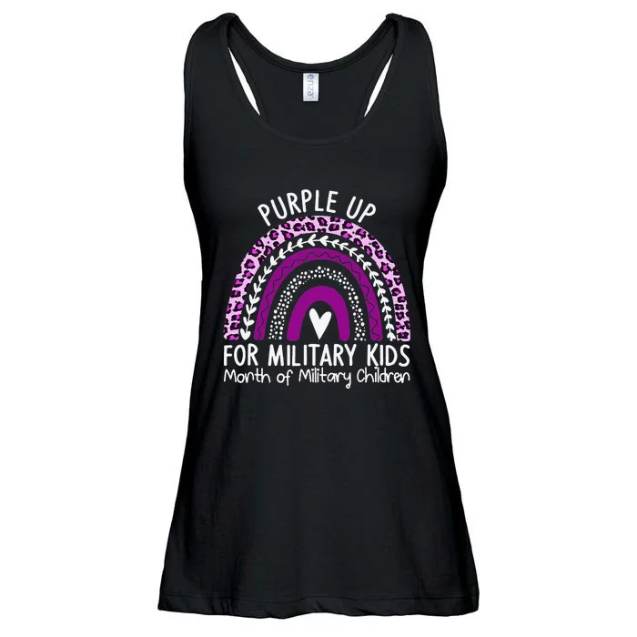 Purple Up For Military Rainbow Military Child Month Ladies Essential Flowy Tank