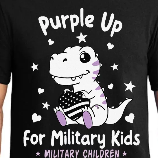 Purple Up For Military Ki.Ds Month Military Child Dinosaur Pajama Set