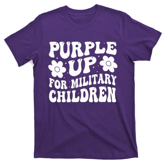 Purple Up For Military Child Month Groovy T-Shirt