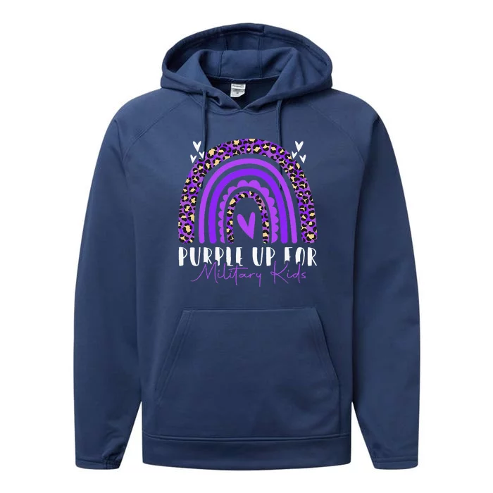 Purple Up For Military Rainbow Military Child Month Performance Fleece Hoodie