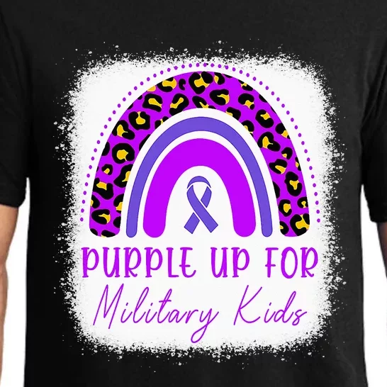 Purple Up For Military Child Month Bleached Rainbow Pajama Set