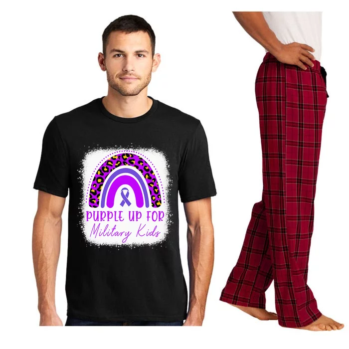 Purple Up For Military Child Month Bleached Rainbow Pajama Set