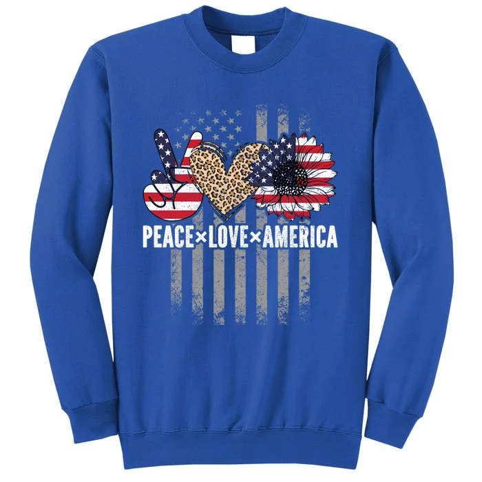 Patriotic Usa Flag Sunflower 4th July Peace Love America Meaningful Gift Sweatshirt