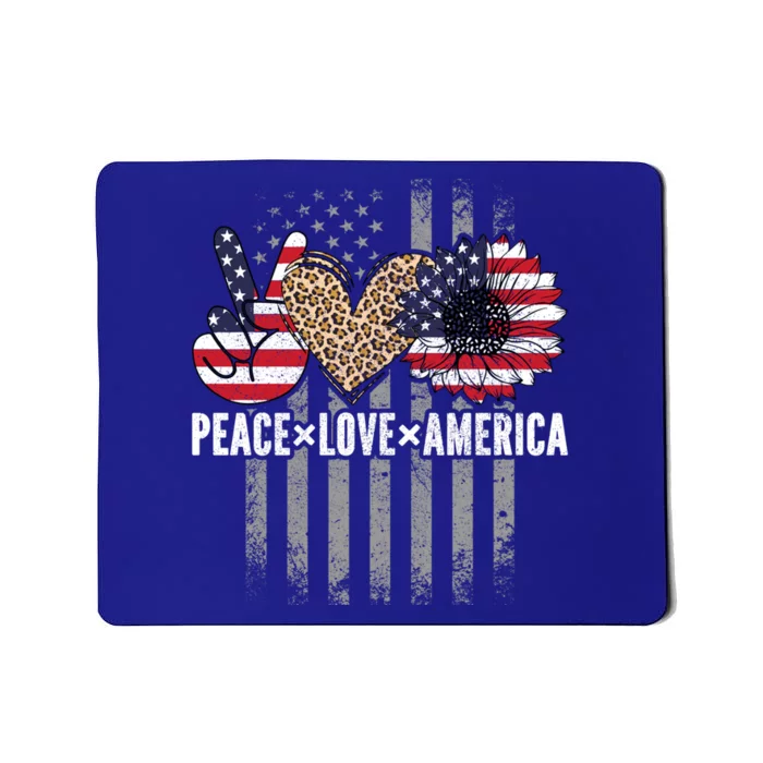 Patriotic Usa Flag Sunflower 4th July Peace Love America Meaningful Gift Mousepad