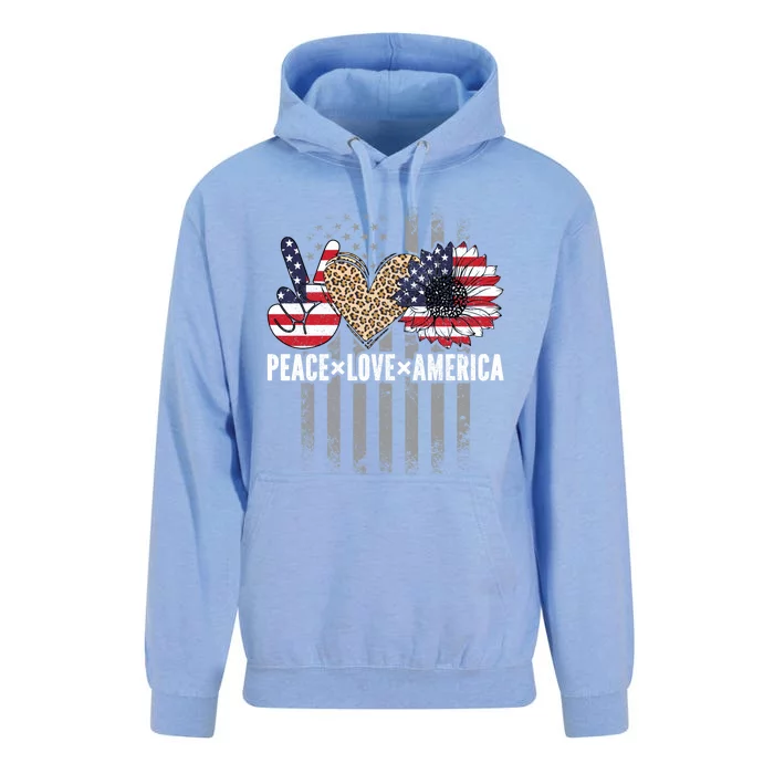 Patriotic Usa Flag Sunflower 4th July Peace Love America Meaningful Gift Unisex Surf Hoodie