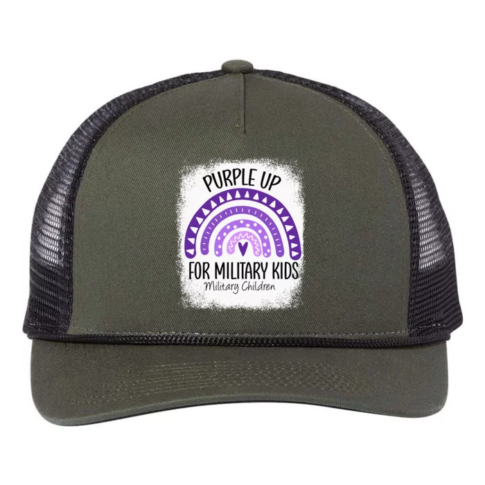 Purple Up For Military Child Month Rainbow Retro Rope Trucker Hat Cap