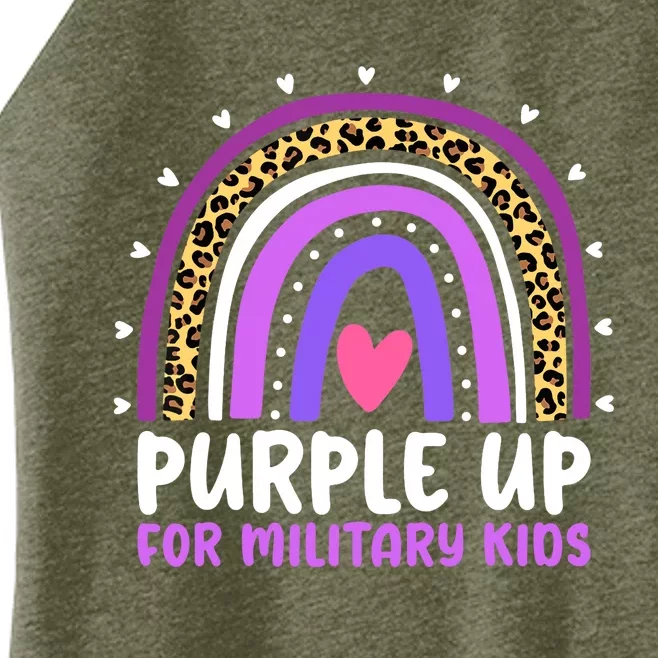 Purple Up For Military Month Military Child Rainbow Women’s Perfect Tri Rocker Tank