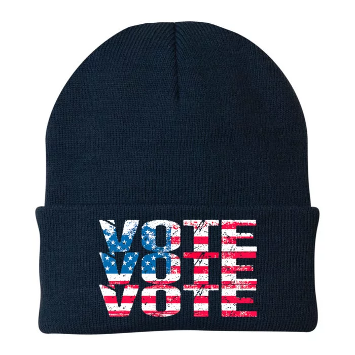 Patriotic US Flag VOTE Midterm Election Voter Knit Cap Winter Beanie