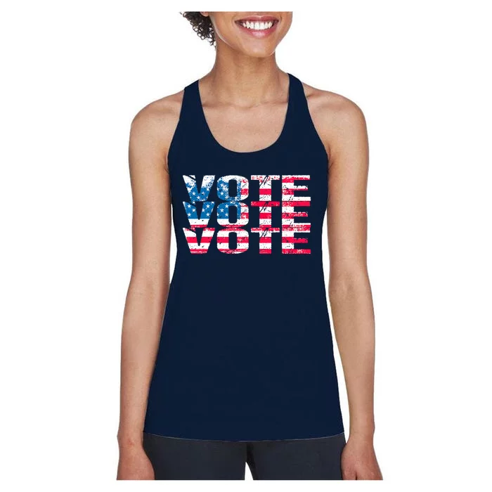 Patriotic US Flag VOTE Midterm Election Voter Women's Racerback Tank