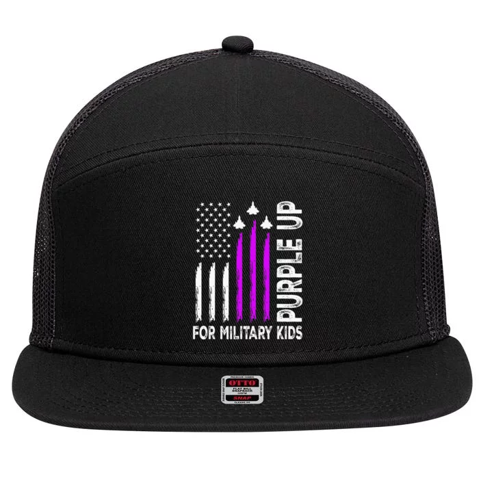 Purple Up For Military Child Month 7 Panel Mesh Trucker Snapback Hat