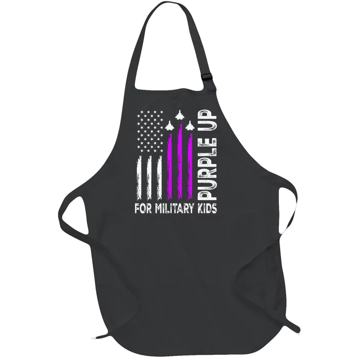 Purple Up For Military Child Month Full-Length Apron With Pocket