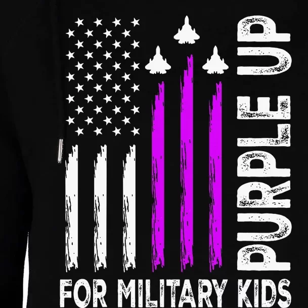 Purple Up For Military Child Month Womens Funnel Neck Pullover Hood