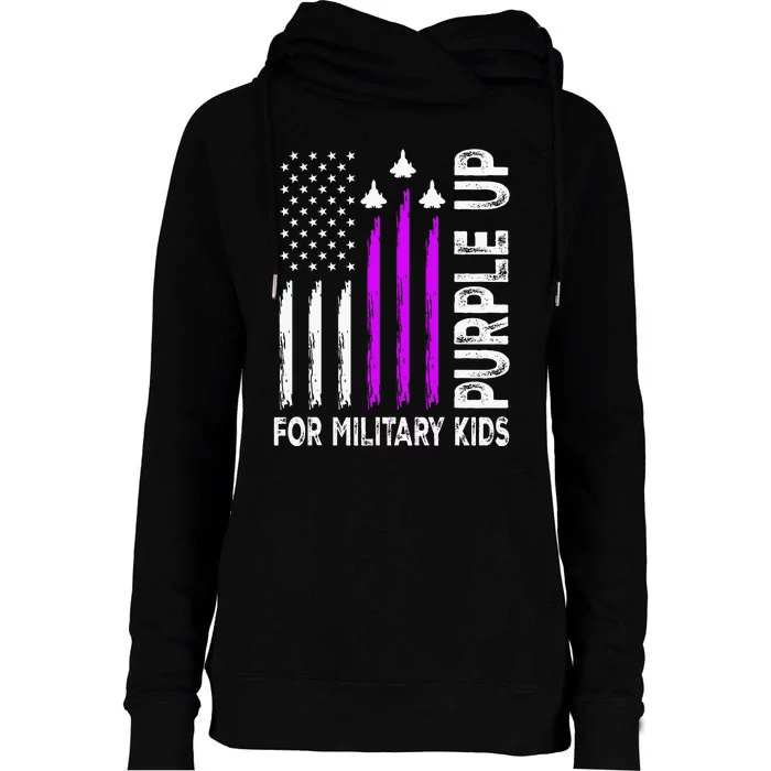 Purple Up For Military Child Month Womens Funnel Neck Pullover Hood