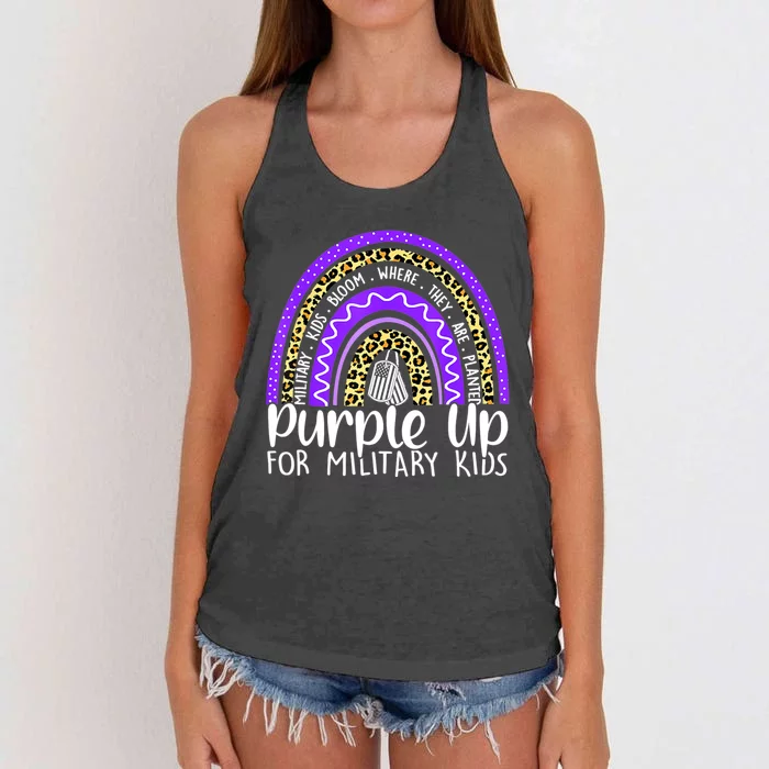 Purple Up For Military Cool Month Of The Military Child Women's Knotted Racerback Tank