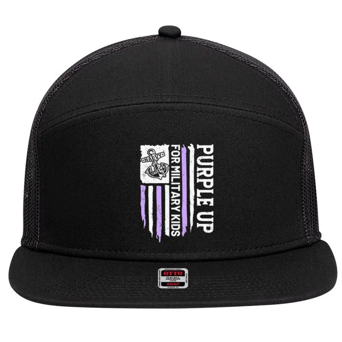 Purple Up For Military Child Month 7 Panel Mesh Trucker Snapback Hat