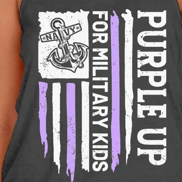 Purple Up For Military Child Month Women's Knotted Racerback Tank