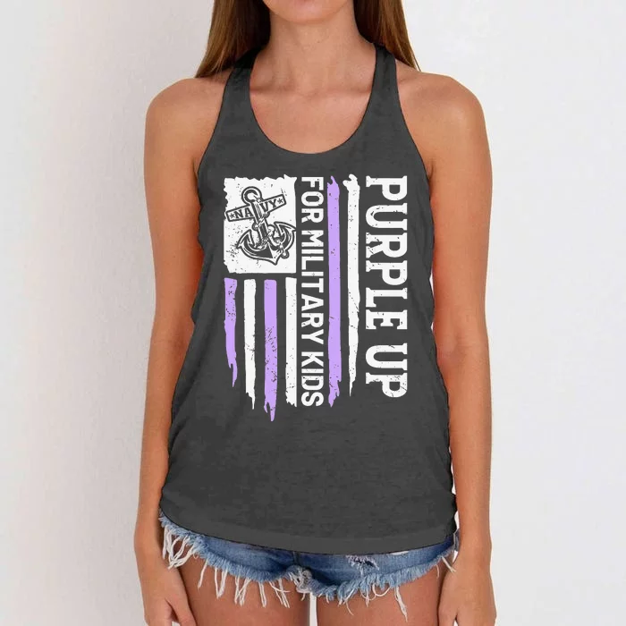 Purple Up For Military Child Month Women's Knotted Racerback Tank