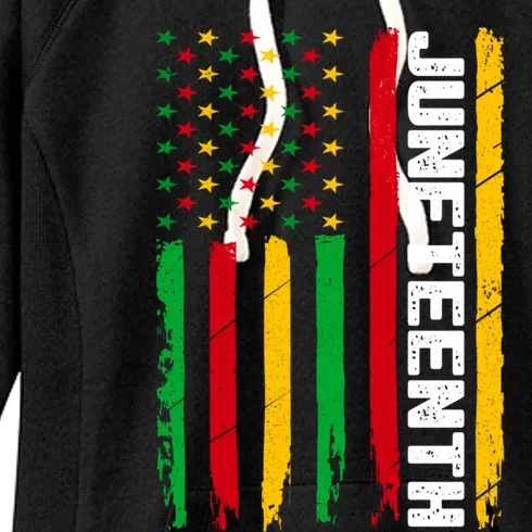 Patriotic Usa Flag Black Independence Day African Juneteenth Meaningful Gift Women's Fleece Hoodie