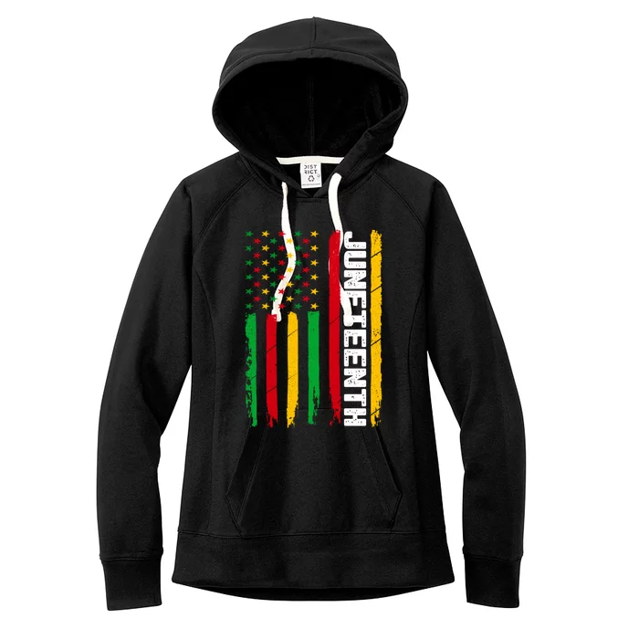 Patriotic Usa Flag Black Independence Day African Juneteenth Meaningful Gift Women's Fleece Hoodie