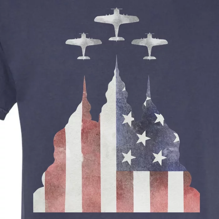 Patriotic Usa Flag Fighter Jets 4th Of July Garment-Dyed Heavyweight T-Shirt