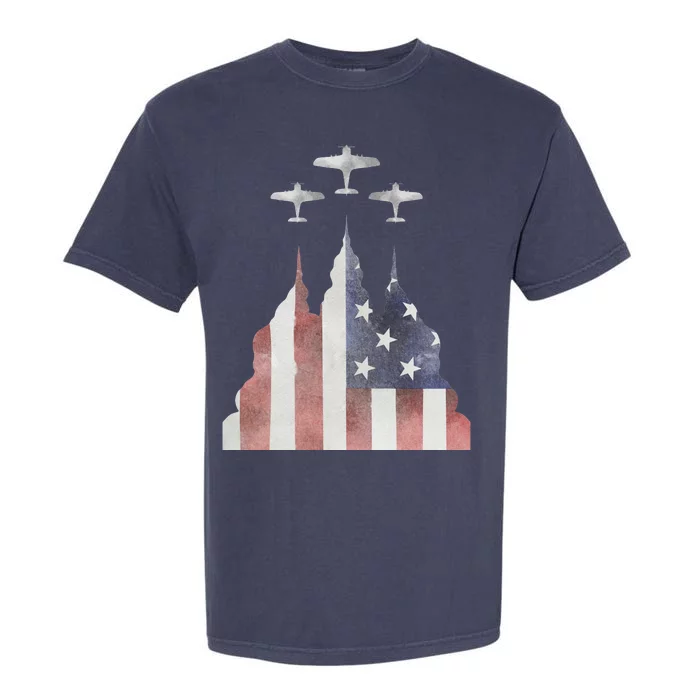 Patriotic Usa Flag Fighter Jets 4th Of July Garment-Dyed Heavyweight T-Shirt