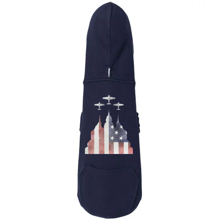 Patriotic Usa Flag Fighter Jets 4th Of July Doggie 3-End Fleece Hoodie