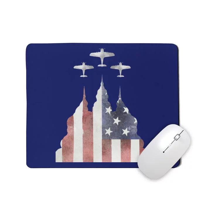 Patriotic Usa Flag Fighter Jets 4th Of July Mousepad