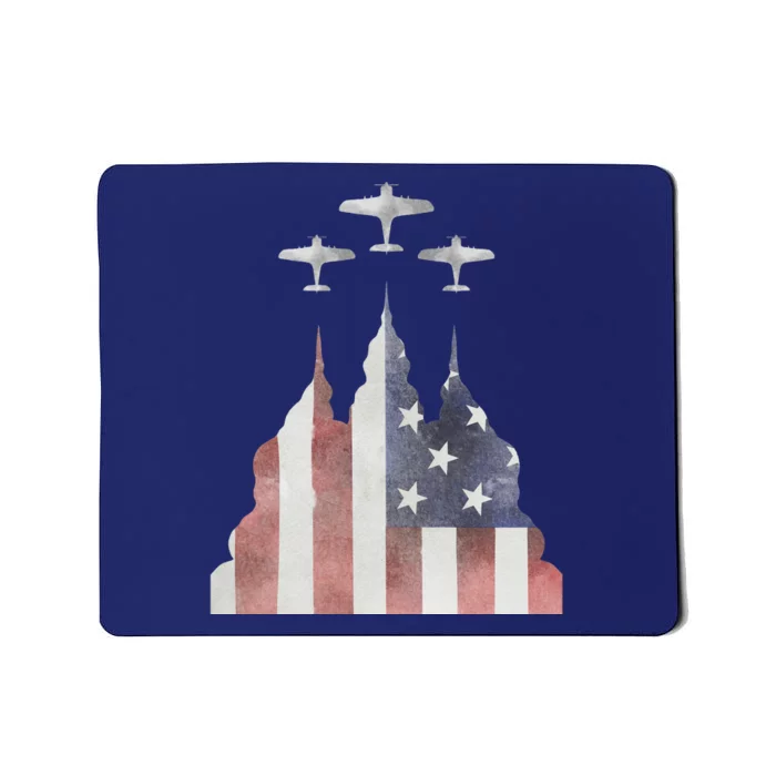 Patriotic Usa Flag Fighter Jets 4th Of July Mousepad