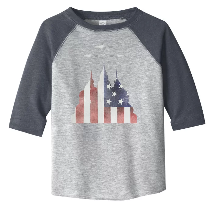 Patriotic Usa Flag Fighter Jets 4th Of July Toddler Fine Jersey T-Shirt