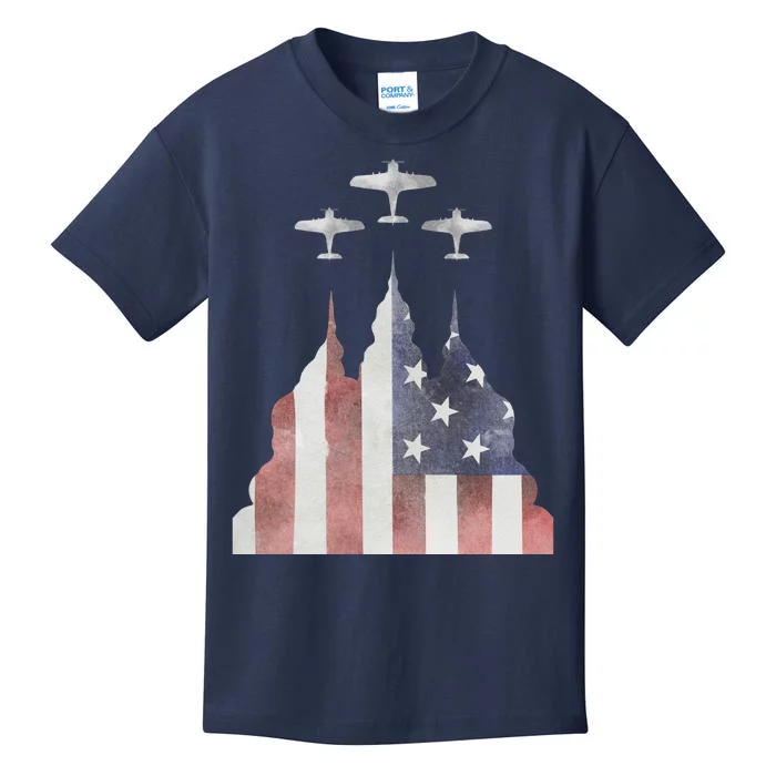 Patriotic Usa Flag Fighter Jets 4th Of July Kids T-Shirt