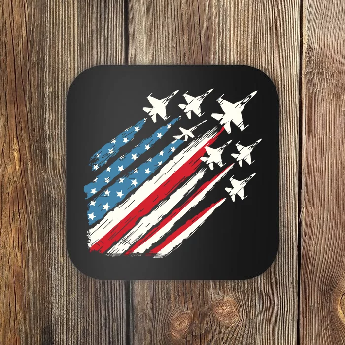 Patriotic Usa Fighter Jets 4th Of July Coaster