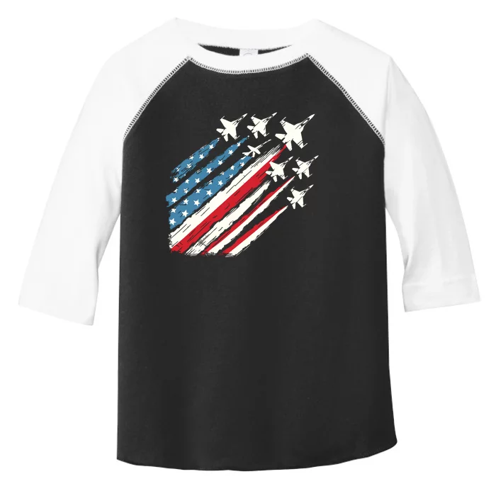 Patriotic Usa Fighter Jets 4th Of July Toddler Fine Jersey T-Shirt