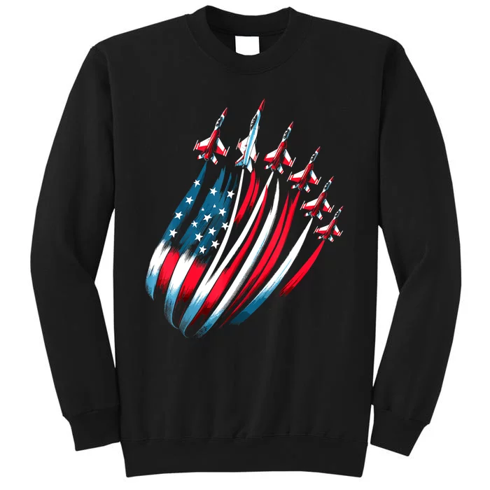 Patriotic Usa Flag Fighter Jets 4th Of July Tall Sweatshirt