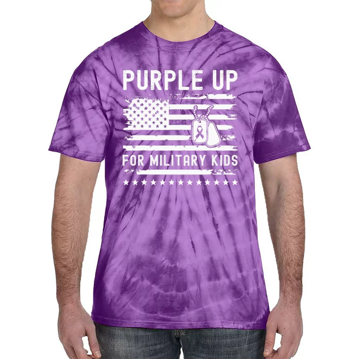 Purple Up For Military Military Child Month Heart Tie-Dye T-Shirt