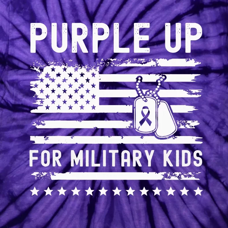 Purple Up For Military Military Child Month Heart Tie-Dye T-Shirt