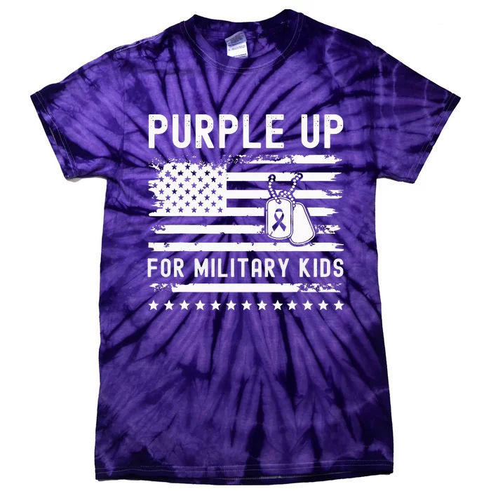 Purple Up For Military Military Child Month Heart Tie-Dye T-Shirt