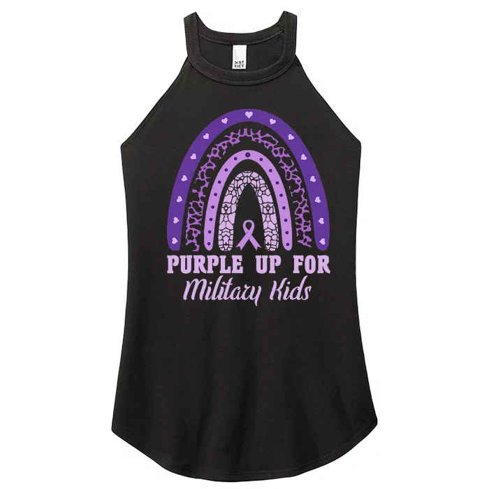 Purple up for military Rainbow Military child Month Women’s Perfect Tri Rocker Tank