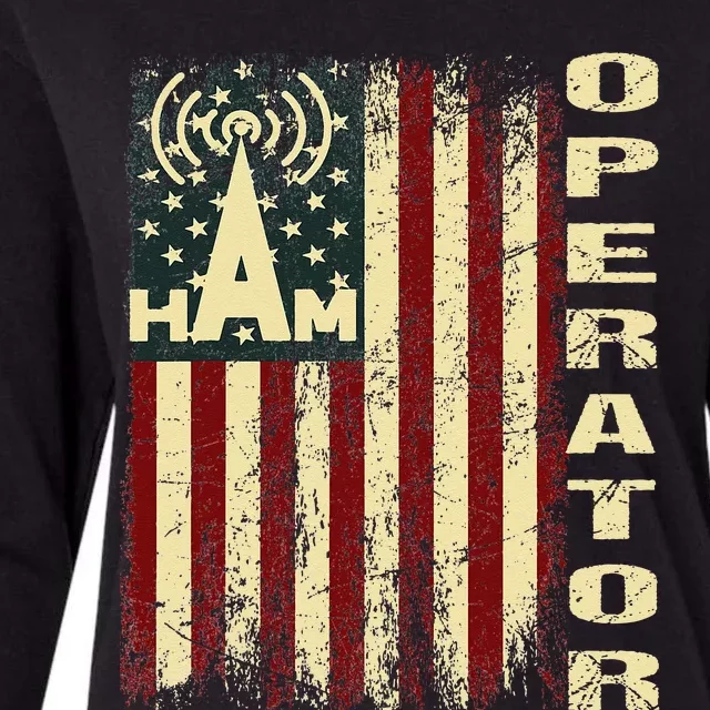 Patriotic USA Flag Ham Radio Amateur Radio Operator Womens Cotton Relaxed Long Sleeve T-Shirt