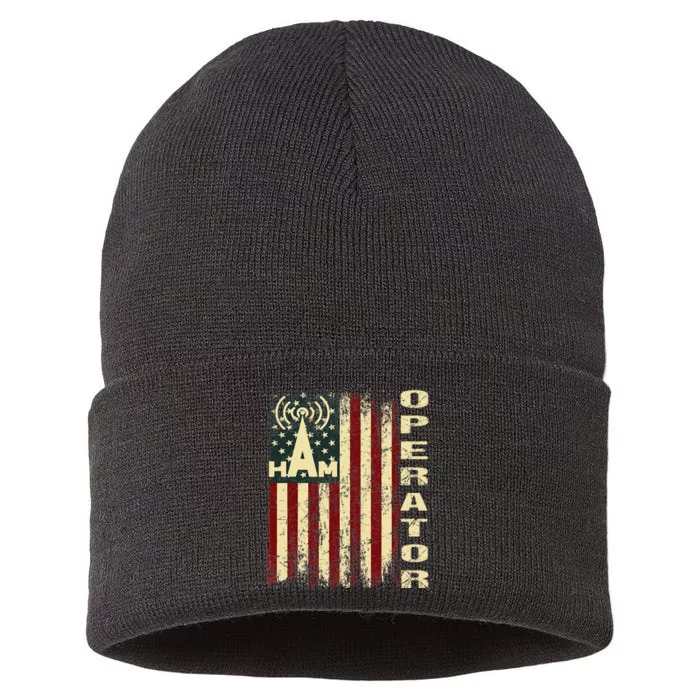 Patriotic USA Flag Ham Radio Amateur Radio Operator Sustainable Knit Beanie