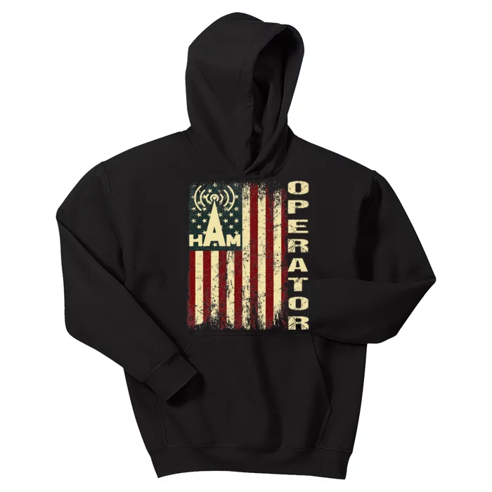 Patriotic USA Flag Ham Radio Amateur Radio Operator Kids Hoodie