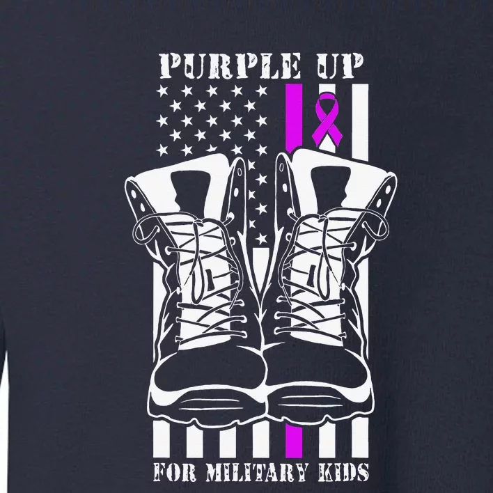 Purple Up For Military Child Month USA Flag Toddler Sweatshirt