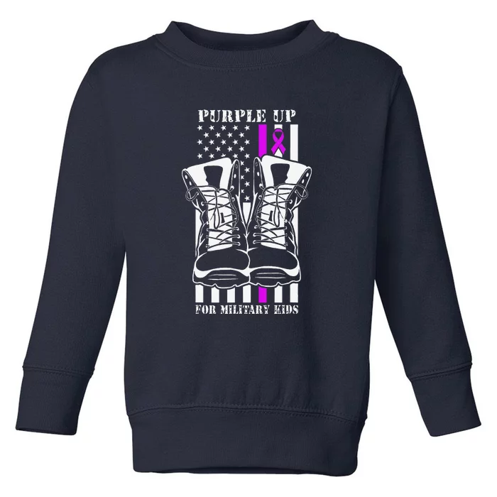 Purple Up For Military Child Month USA Flag Toddler Sweatshirt