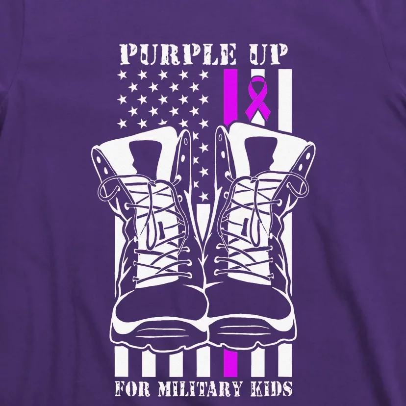 Purple Up For Military Child Month USA Flag T-Shirt